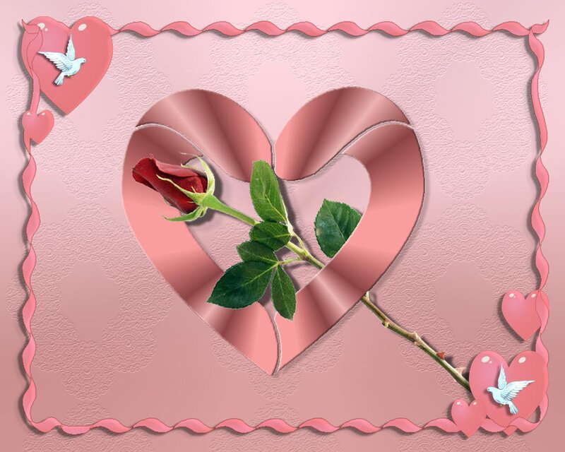 rose in heart frame
