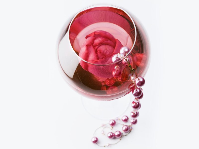 Rose in Wine Glass — Pink