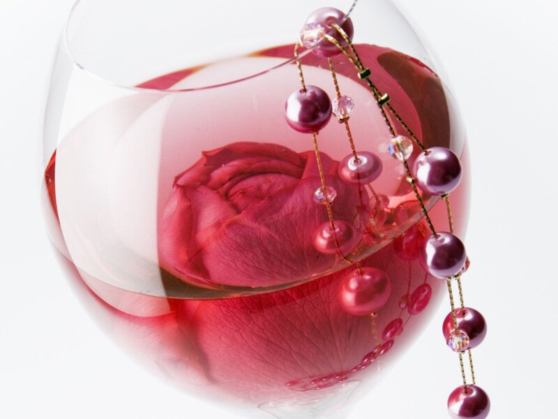 Rose in Wine Glass — Red, Serene