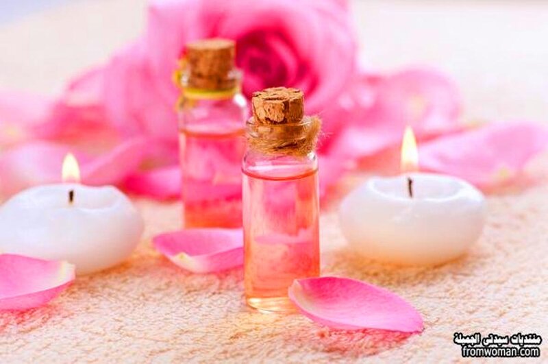 Rose Oil Bottles and Candles
