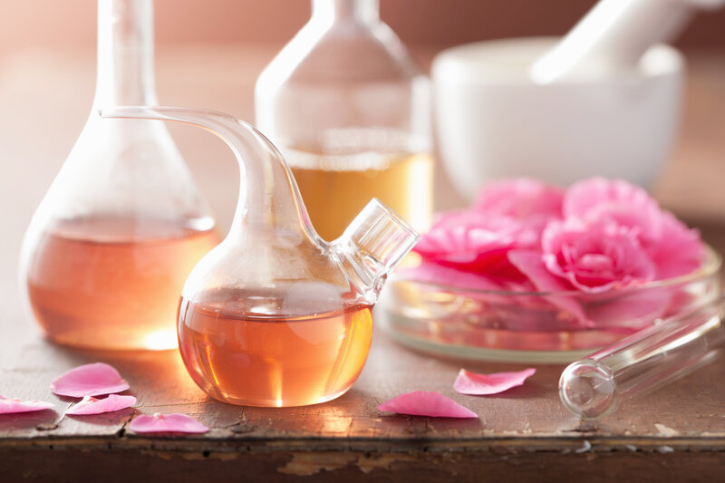 Rose Oil in Glass Vessels