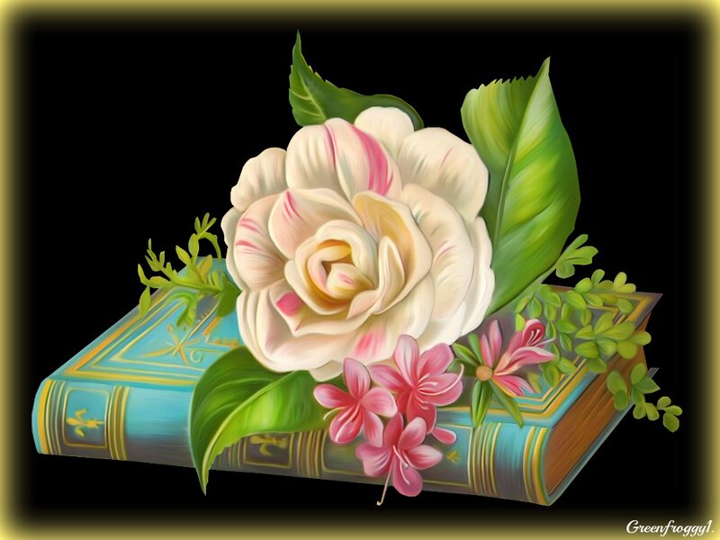 Rose on Book — Blue