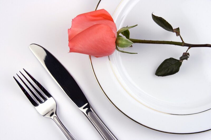 Rose on Dinner Plate — White