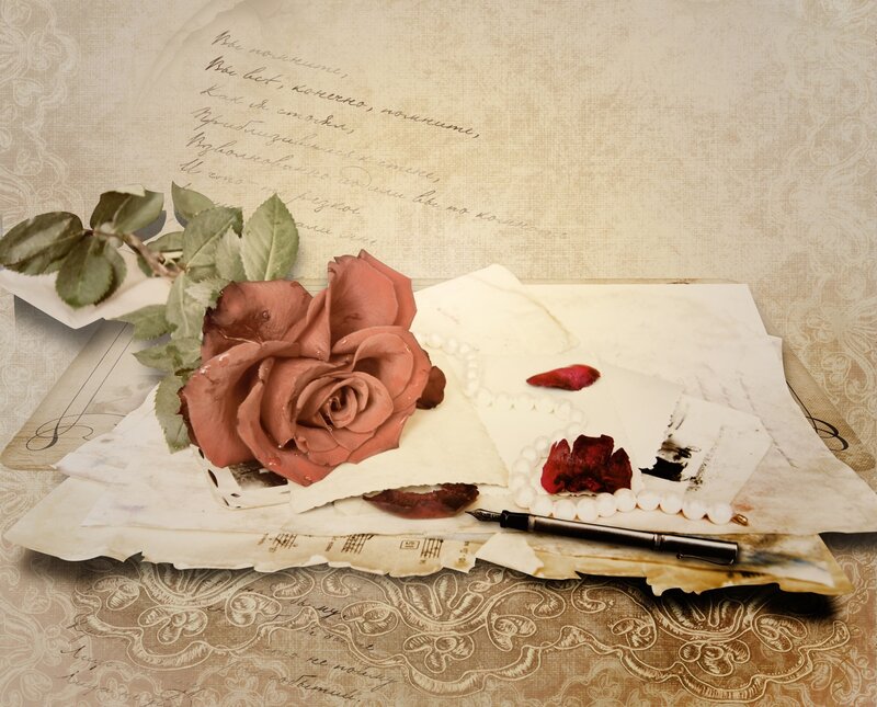 Rose on Old Papers — Brown