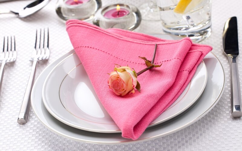 Rose on Pink Napkin — Elegant, Photograph, Candle