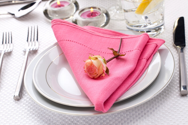 Rose on Pink Napkin — Elegant