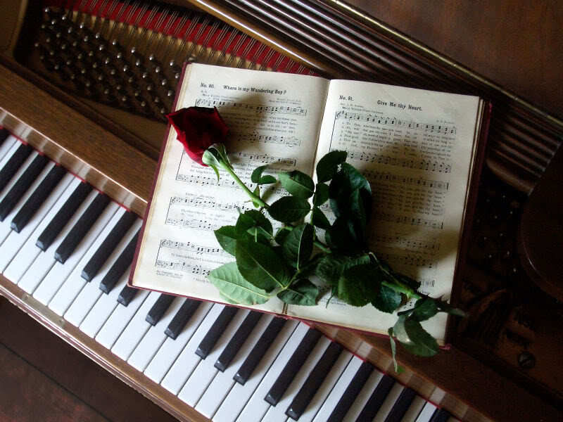 Rose on sheet music
