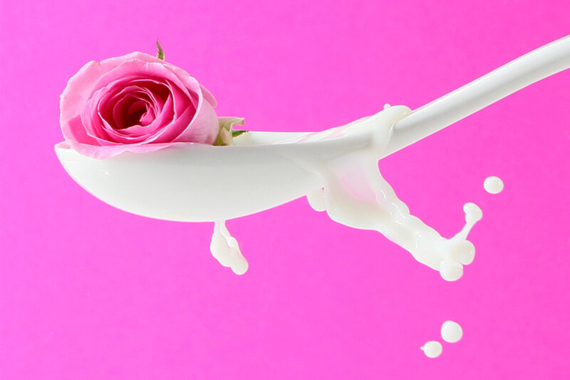 Rose on Spoon with Milk