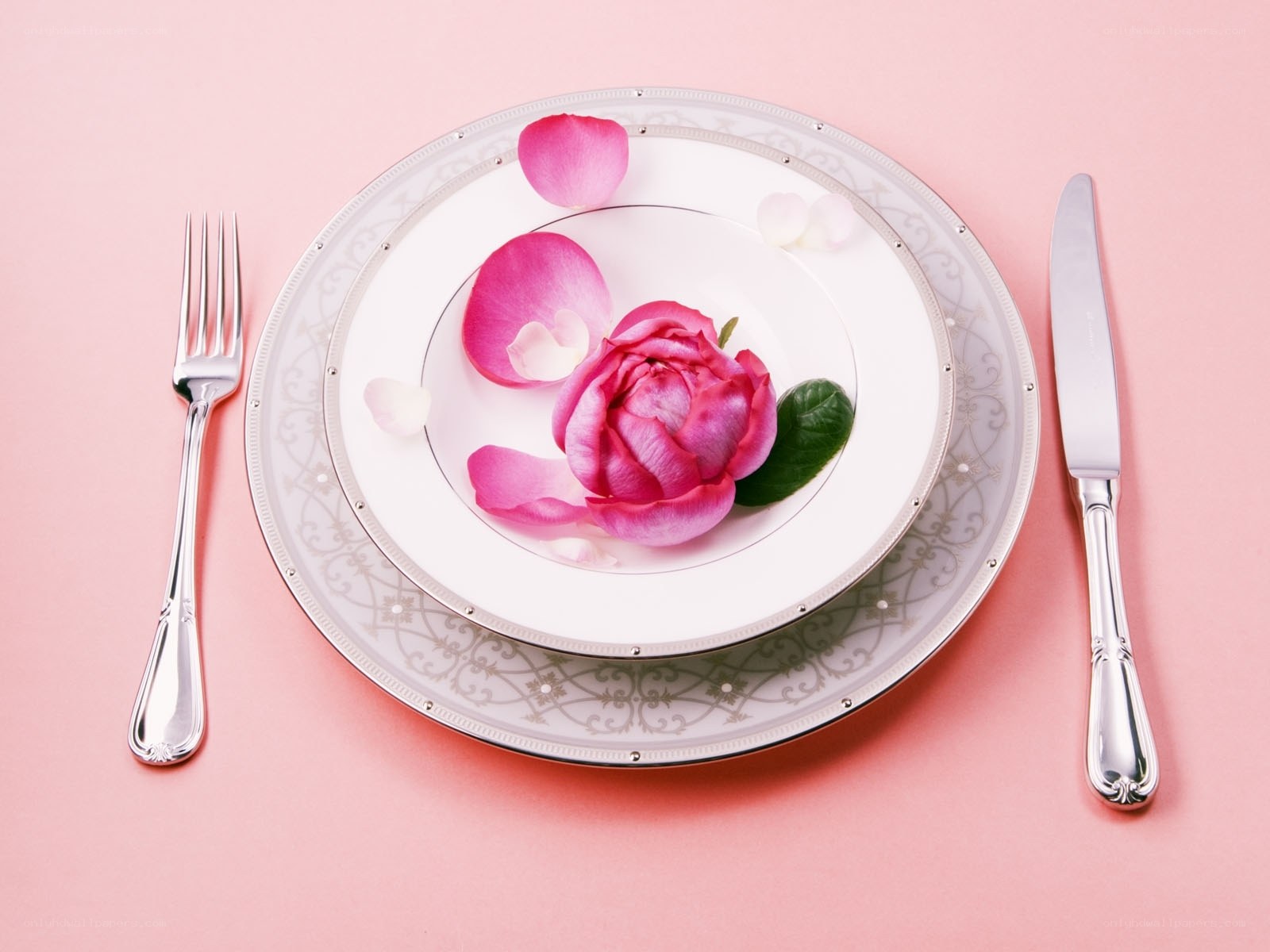 rose petal dinner setting