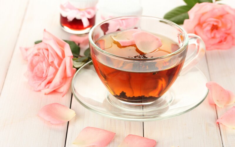 Rose Petal Tea in Cup — Pink