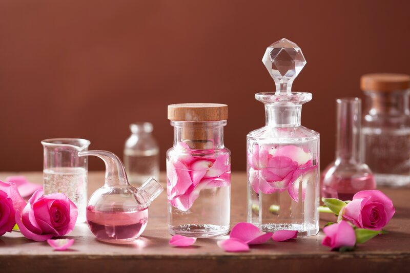 Rose Petals in Glass Bottles — Pink, Serene