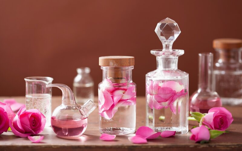 Rose Petals in Glass Bottles — Pink