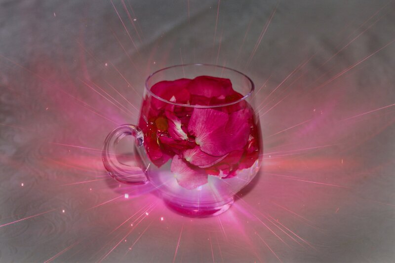 Rose Petals in Glass Cup