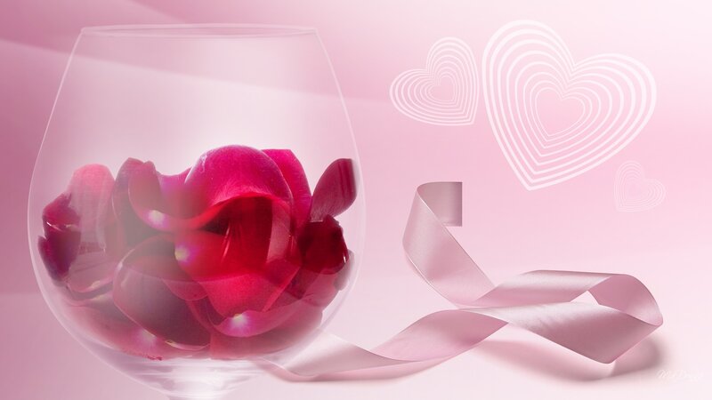 Rose Petals in Glass