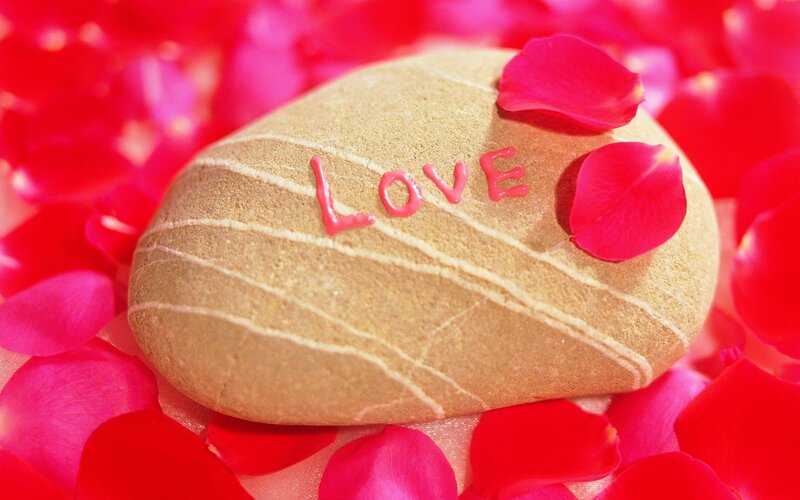 Rose Petals on Stone — Red, Romantic