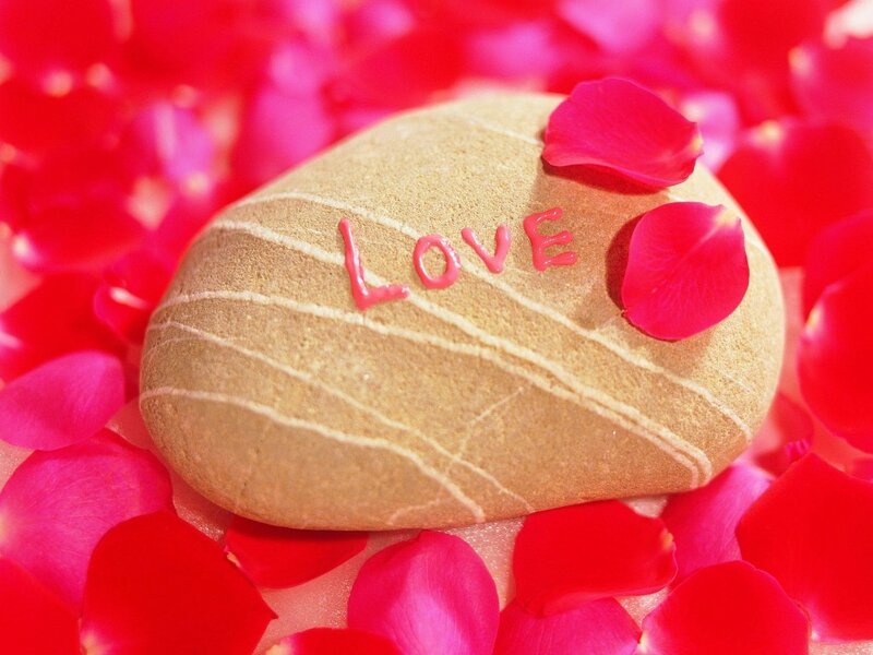 Rose Petals on Stone — Red