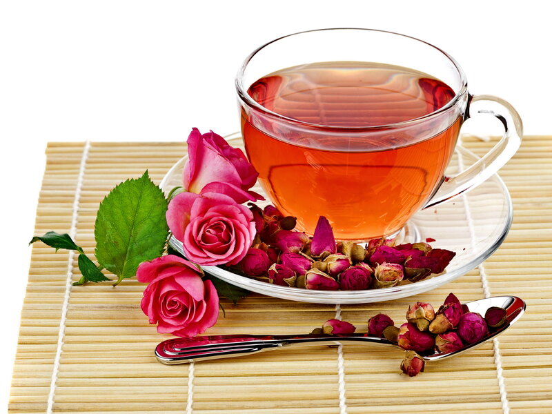 Rose Tea in Glass Cup