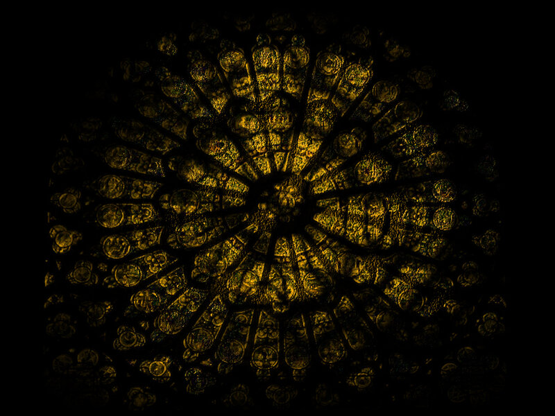 rose window at night