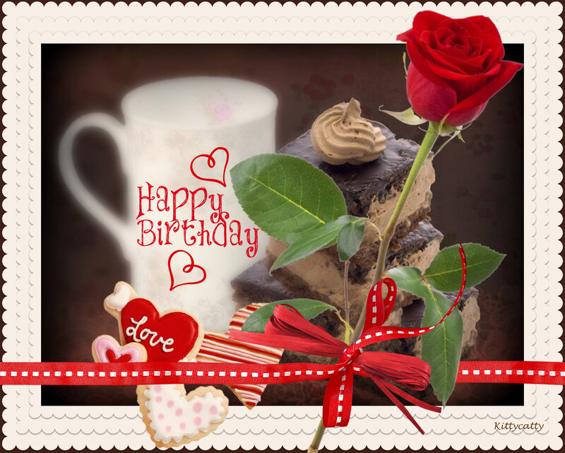 Rose with Cake and Mug