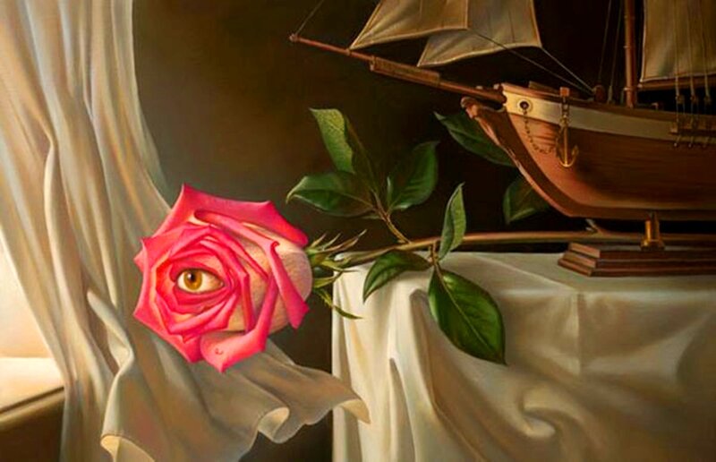 Rose with Eye in Center — Pink