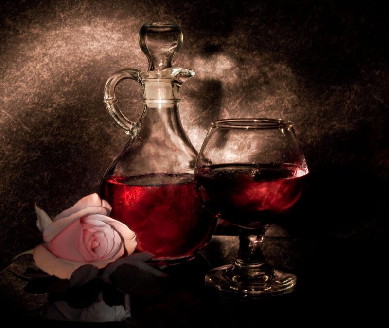 Rose with Wine Decanter