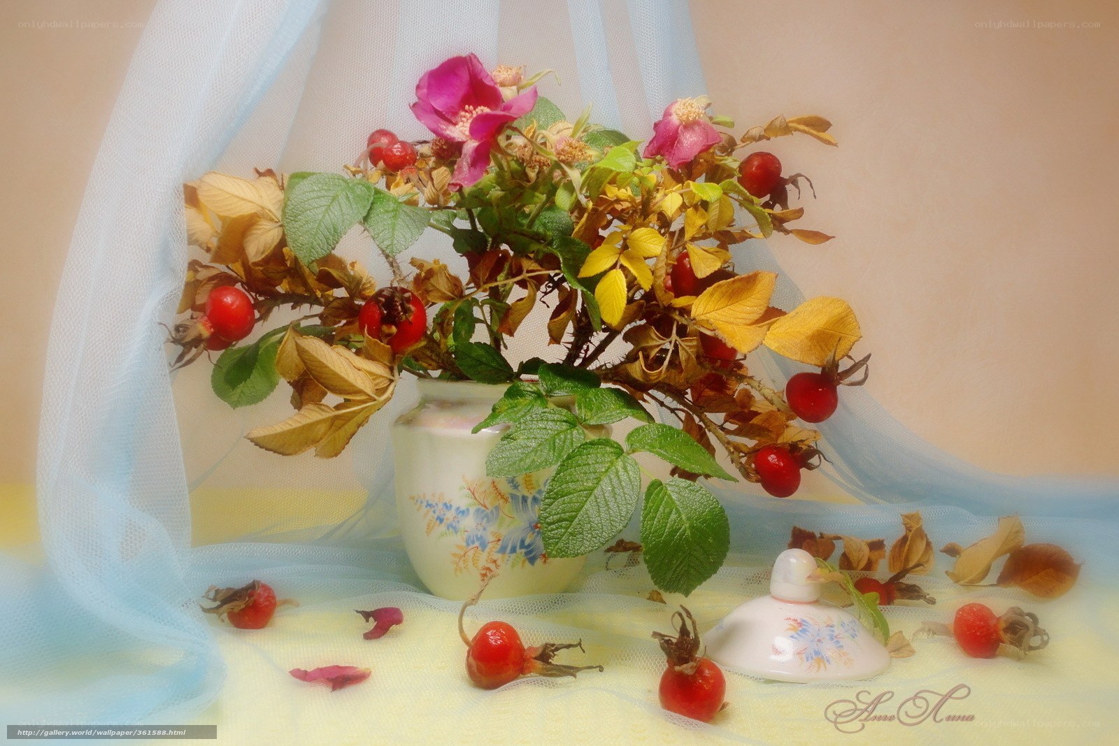rosehip bouquet still life