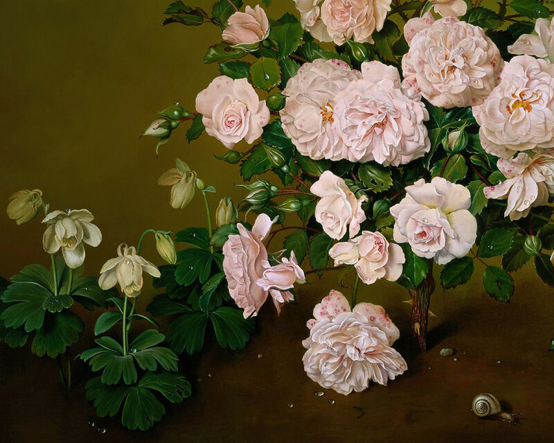 Roses and Aquilegia Flowers