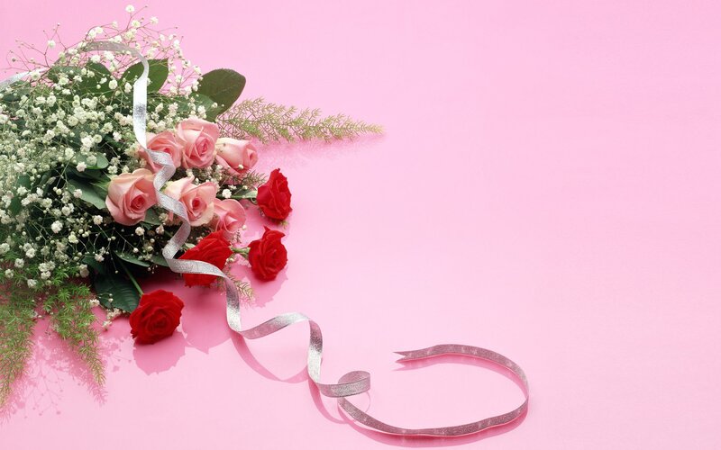 Roses and Baby's Breath Bouquet — Pink, Romantic