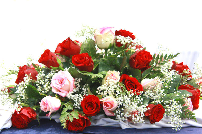 Roses and Baby's Breath — Red, Calm