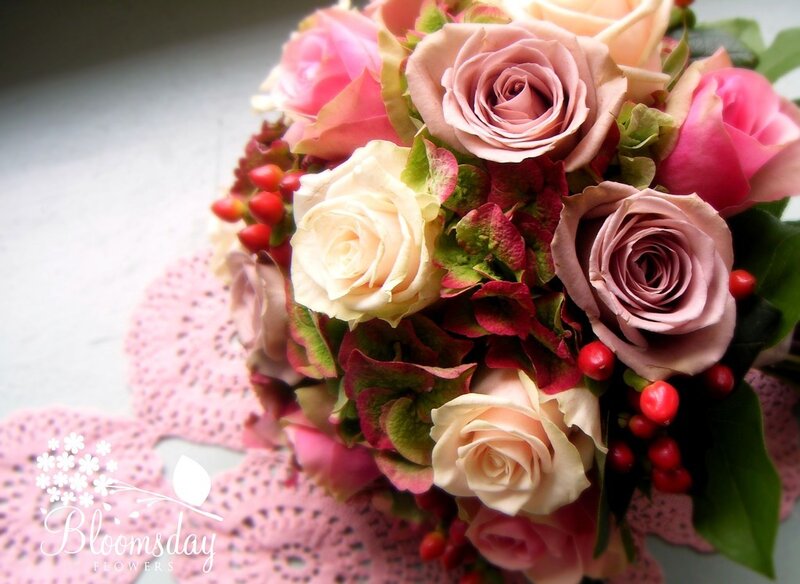 Roses and Berries Bouquet — Pink
