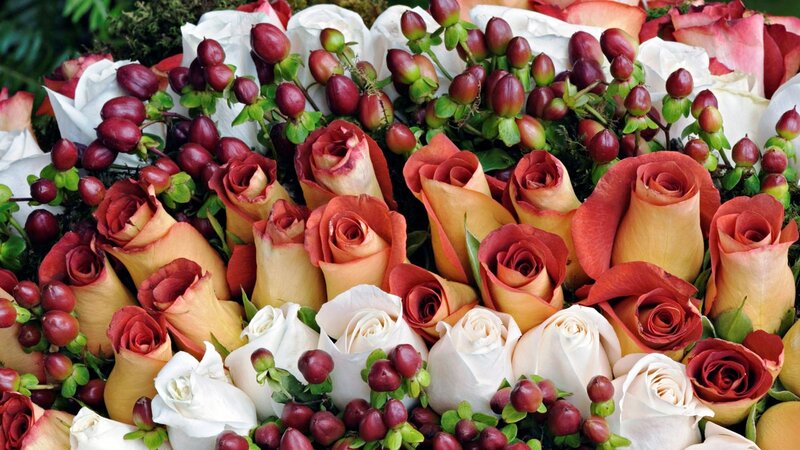 Roses and Berries Bouquet — Red, Calm