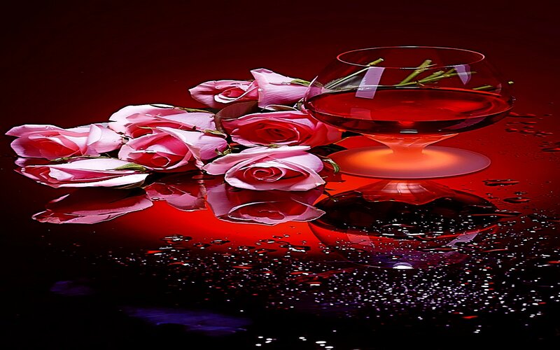 Roses and Brandy Glass