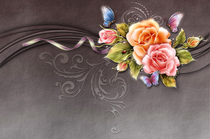 Roses and Butterflies — Brown