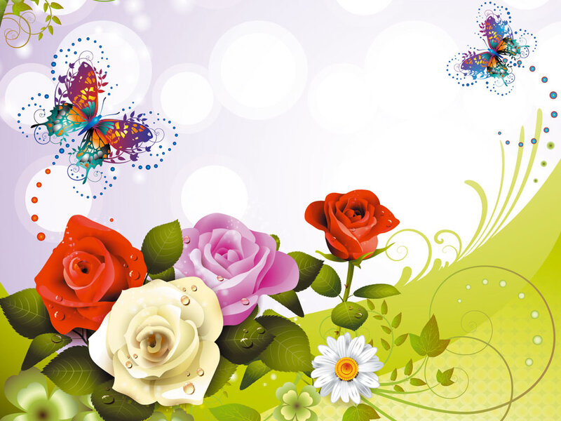 Roses and Butterflies — Green