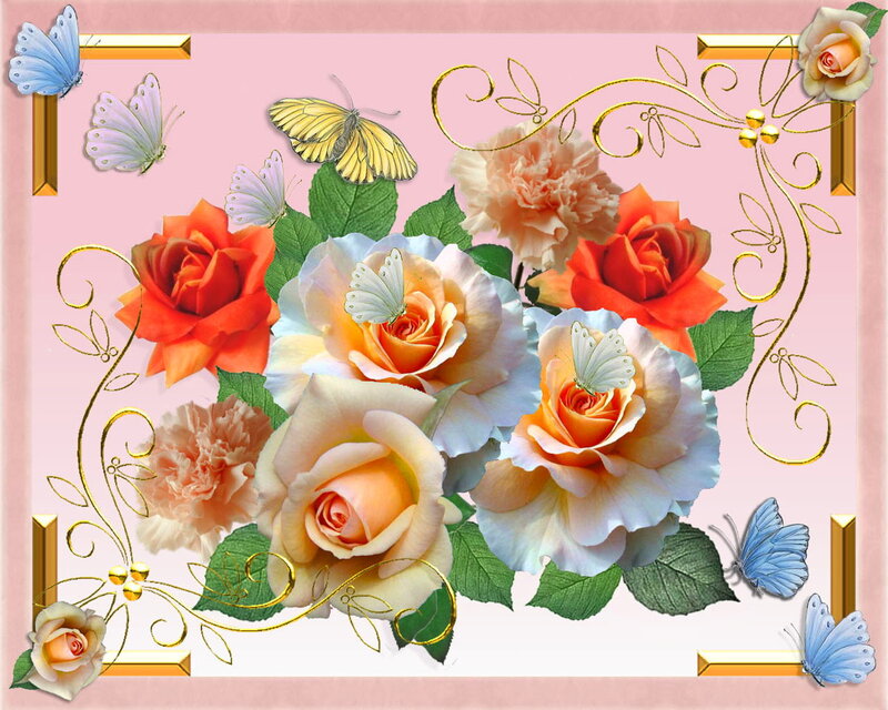 Roses and Butterflies — Pink, Elegant