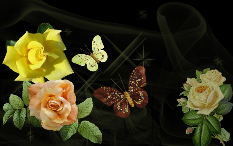 Roses and Butterflies — Yellow
