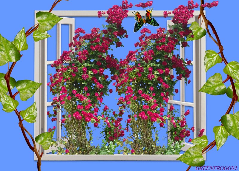 Roses and Butterfly — Blue
