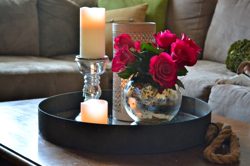 Roses and Candles on Tray
