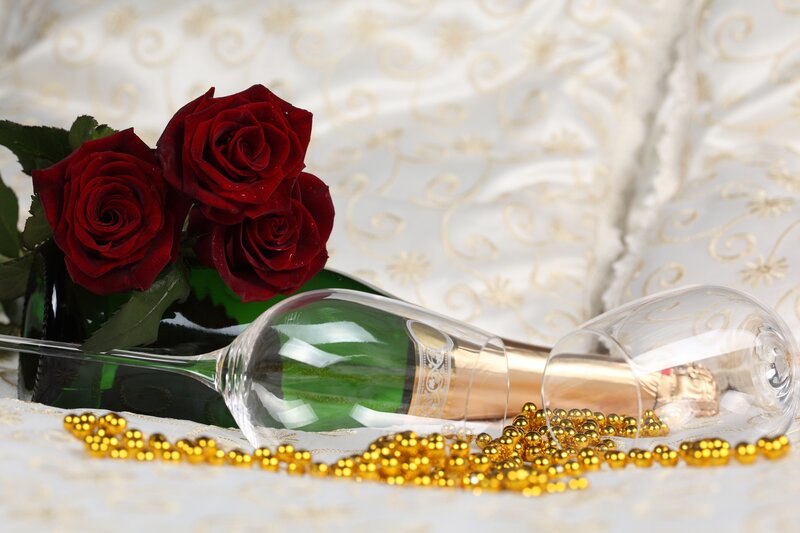 Roses and champagne celebration
