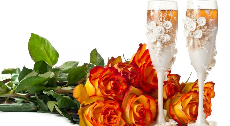 Roses and Champagne Glasses — Orange