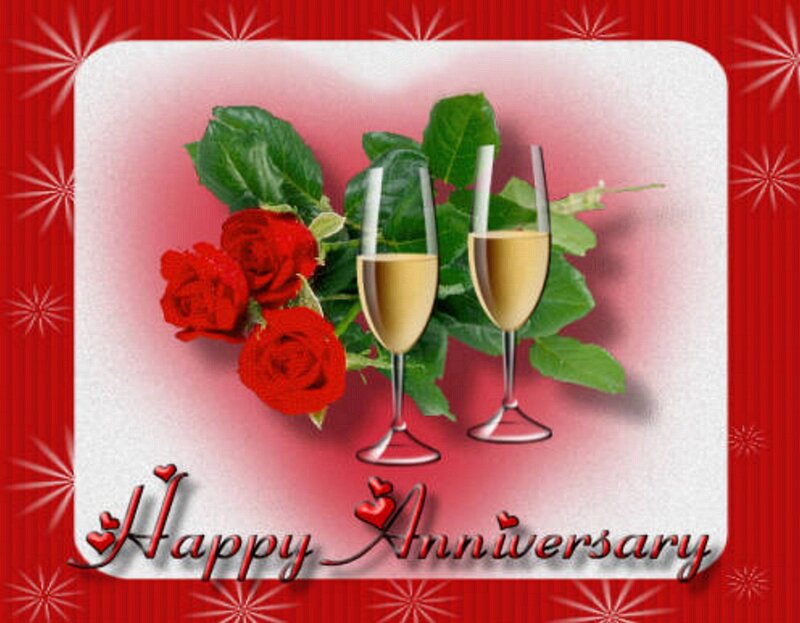 Roses and Champagne Glasses — Red
