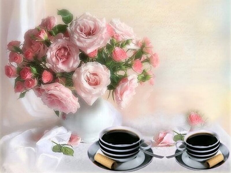Roses and Coffee Cups