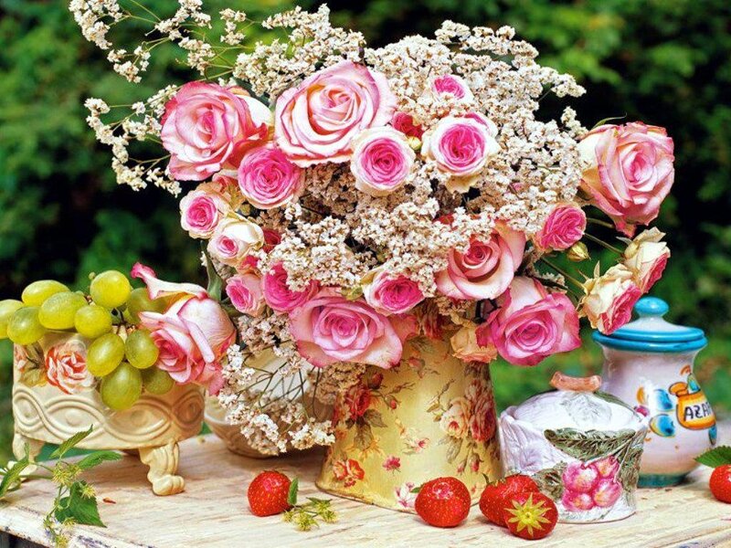 Roses and Grapes Arrangement