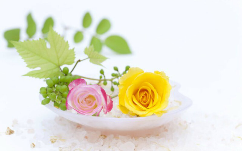 Roses and Grapes in Bowl