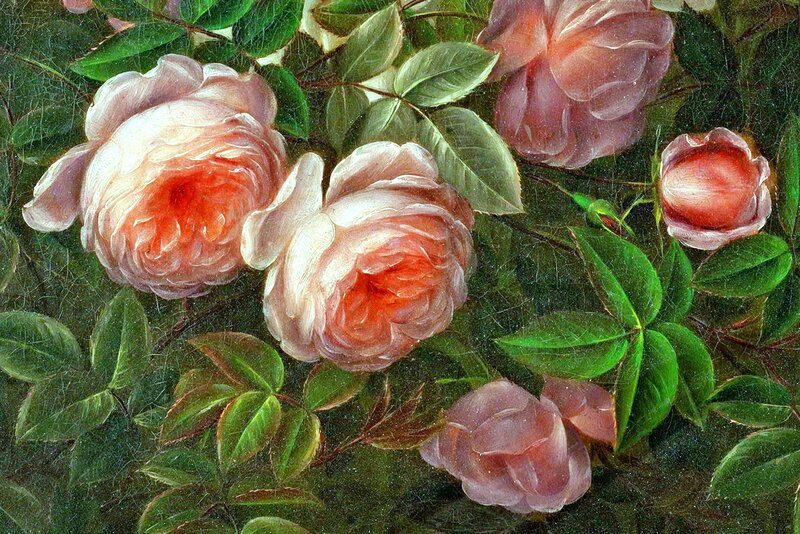 Roses and Green Leaves