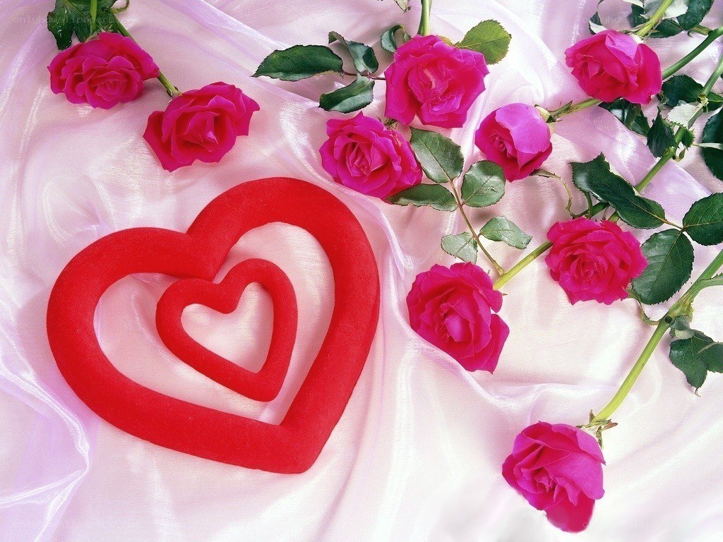 roses and heart on fabric