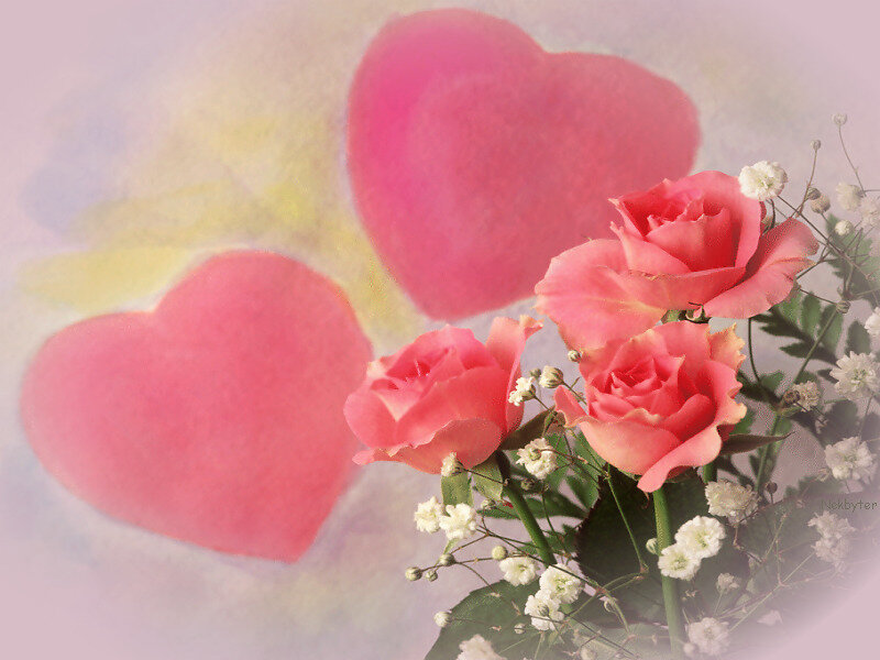 roses and hearts bouquet