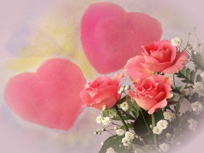 Roses and Hearts — Pink