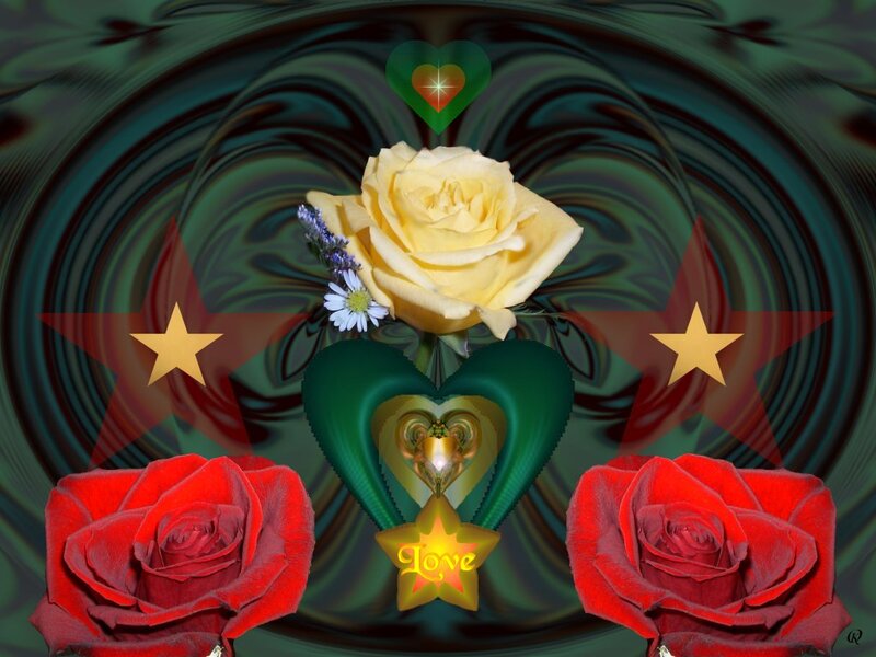 Roses and Hearts — Red