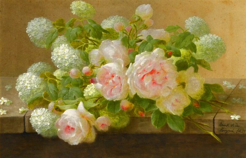 Roses and Hydrangeas — White, Serene